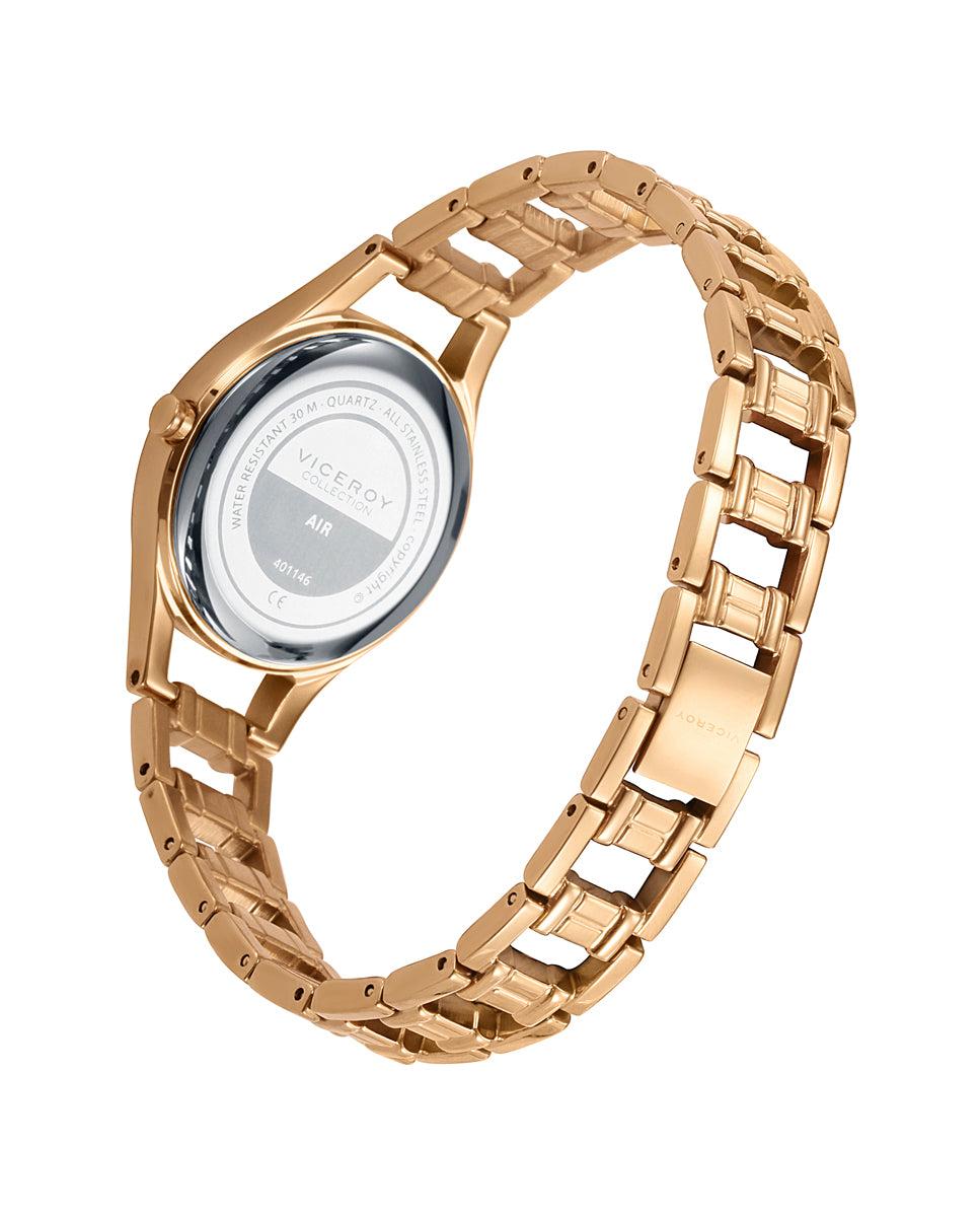 viceroy Reloj de mujer Air tres agujas de acero Ip dorada y esfera blanca Solo hoy