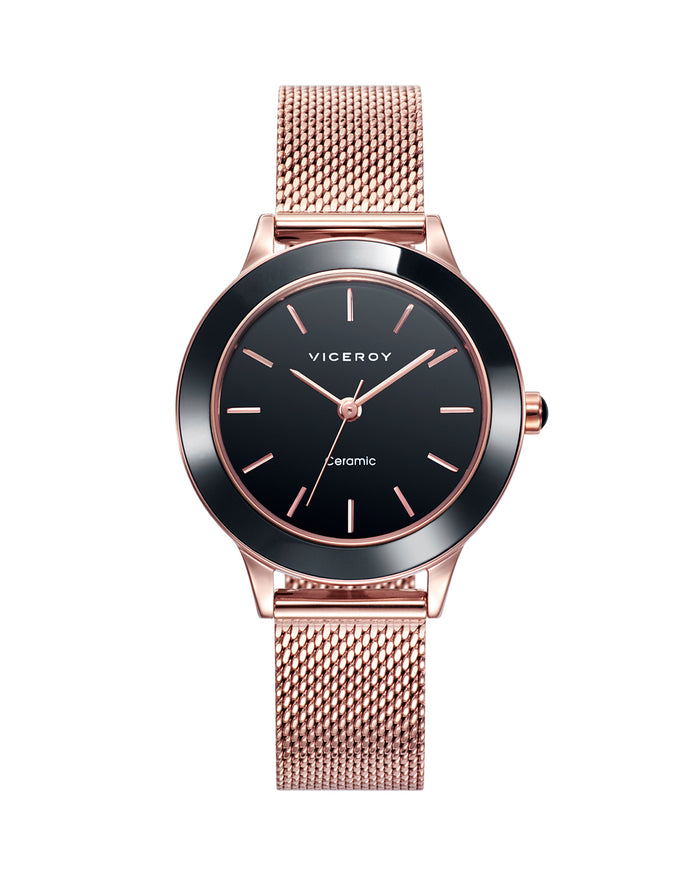 viceroy Reloj de mujer Cerámica de acero en negro con IP rosa Liquidación