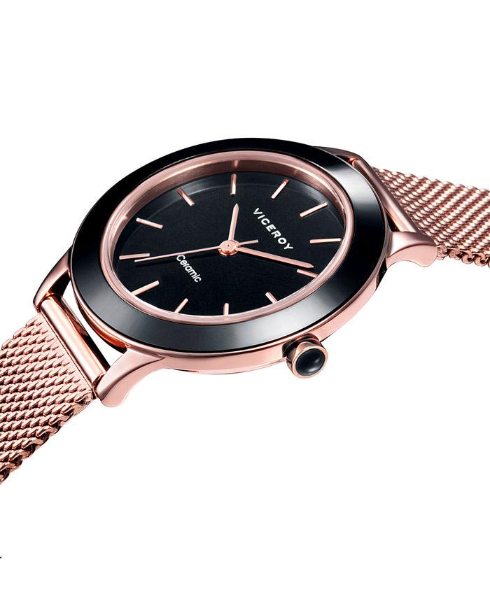 viceroy Reloj de mujer Cerámica de acero en negro con IP rosa Liquidación