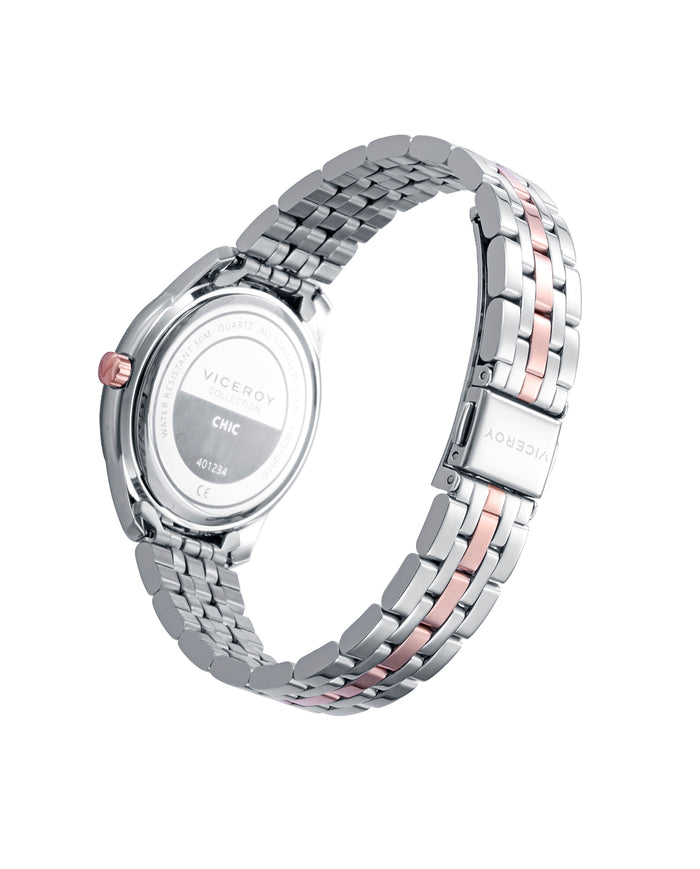 viceroy Reloj caja bicolor de acero e Ip rosa 5 atm y brazalete bicolor de acero e Ip rosa con movimiento cuarzo Tienda de fábrica