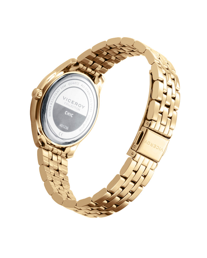 viceroy Reloj caja de acero Ip dorado 5 atm y brazalete de acero Ip dorado con movimiento cuarzo En oferta