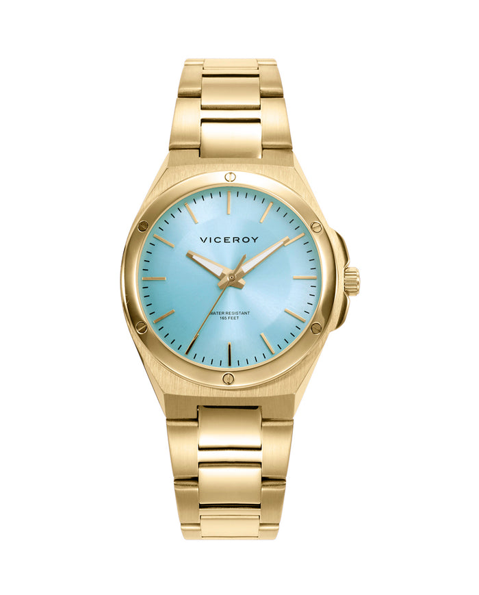 viceroy Reloj con caja y brazalete de acero dorado con movimiento cuarzo Venta caliente