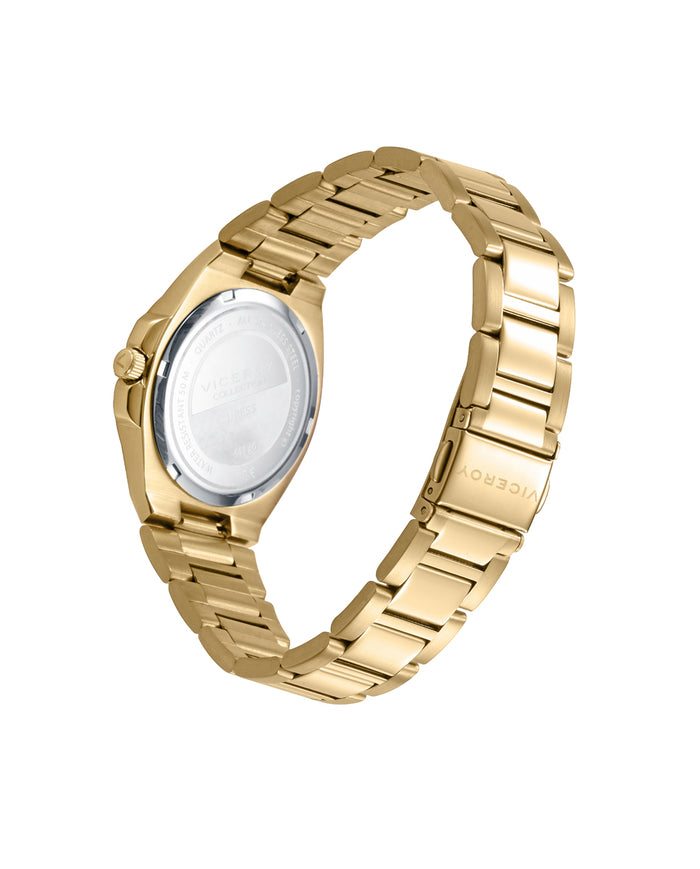 viceroy Reloj con caja y brazalete de acero dorado con movimiento cuarzo Venta caliente