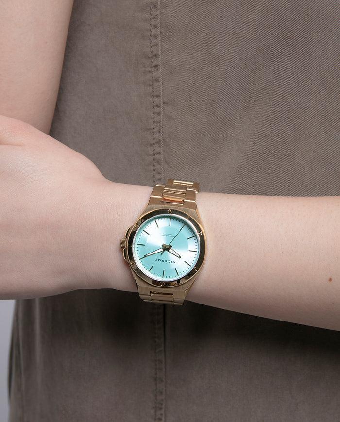 viceroy Reloj con caja y brazalete de acero dorado con movimiento cuarzo Venta caliente