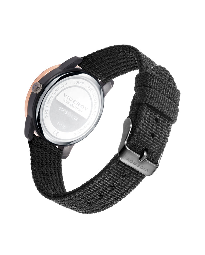 viceroy Reloj de mujer Ecosolar con caja de plástico reciclado y correa negra de nylon Devoluciones gratuitas