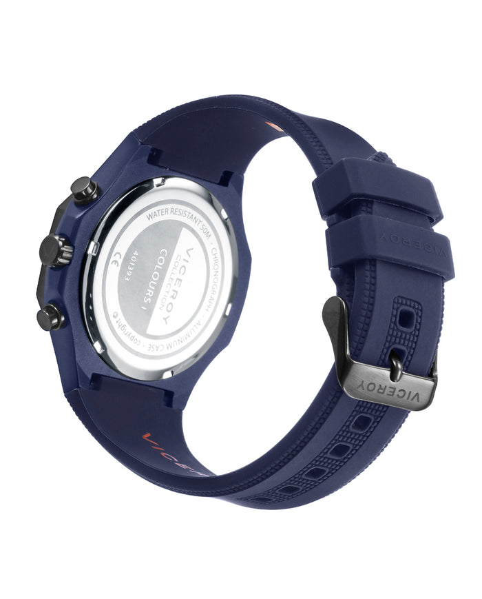 viceroy Reloj caja de aluminio azul con bisel de acero Ip negro 5 atm correa de silicona azul movimiento de cuarzo En oferta