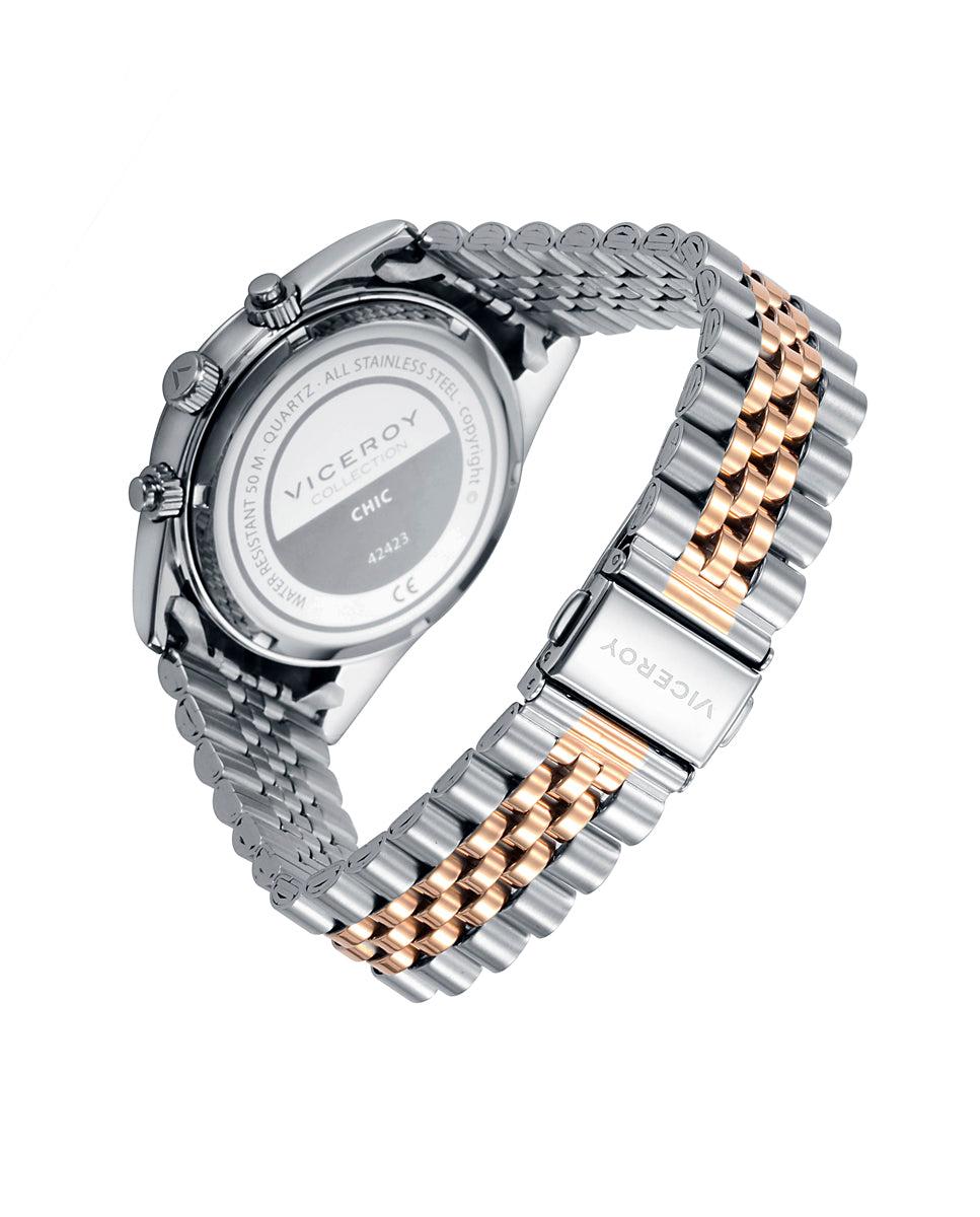 viceroy Reloj de hombre Chic de acero multifunción con esfera negra y correa bicolor Descuento