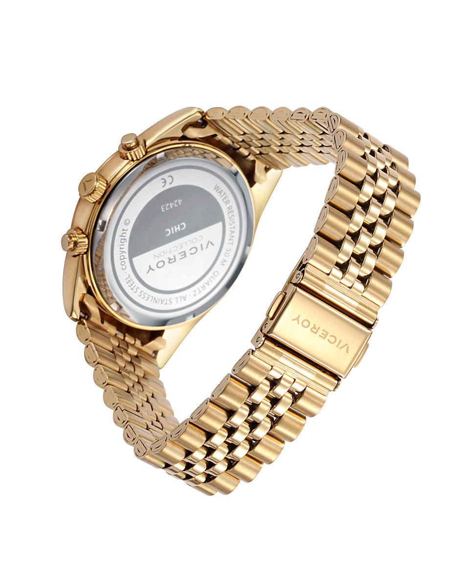 viceroy Reloj de hombre Chic de acero multifunción con esfera dorada IP dorado Liquidación