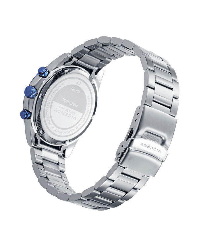 viceroy Reloj caja de acero con bisel Ip azul 10 atm y brazalete de acero con movimiento cuarzo Mejor oferta