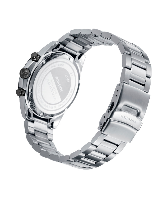 viceroy Reloj caja de acero con bisel Ip negro 10 atm y brazalete de acero con movimiento cuarzo Rebajas online