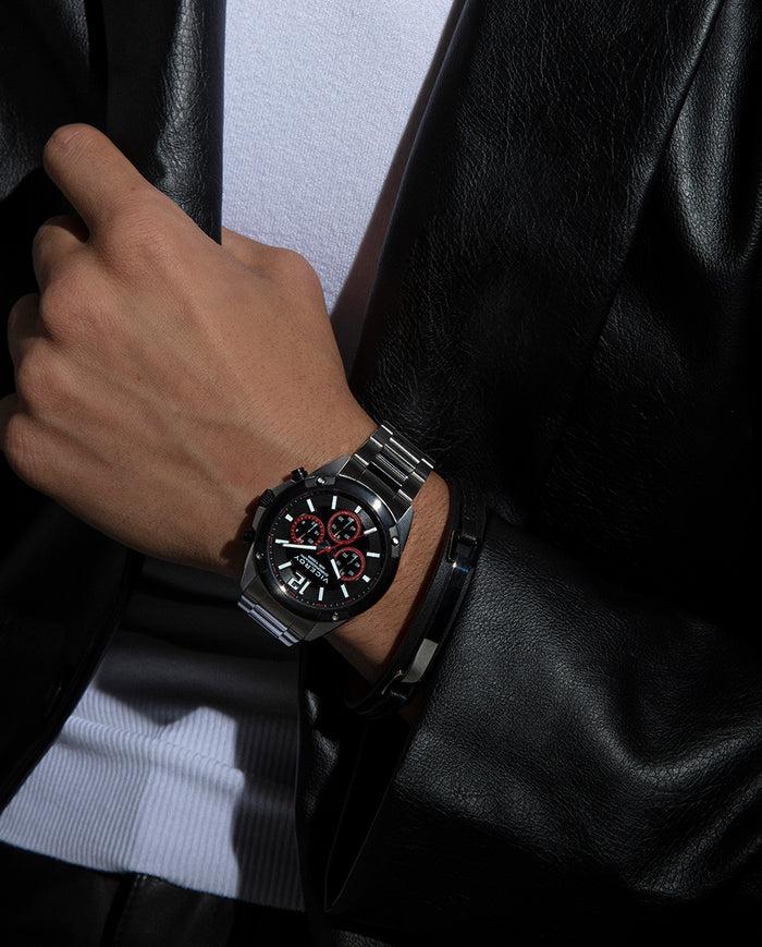 viceroy Reloj caja de acero con bisel Ip negro 10 atm y brazalete de acero con movimiento cuarzo Rebajas online