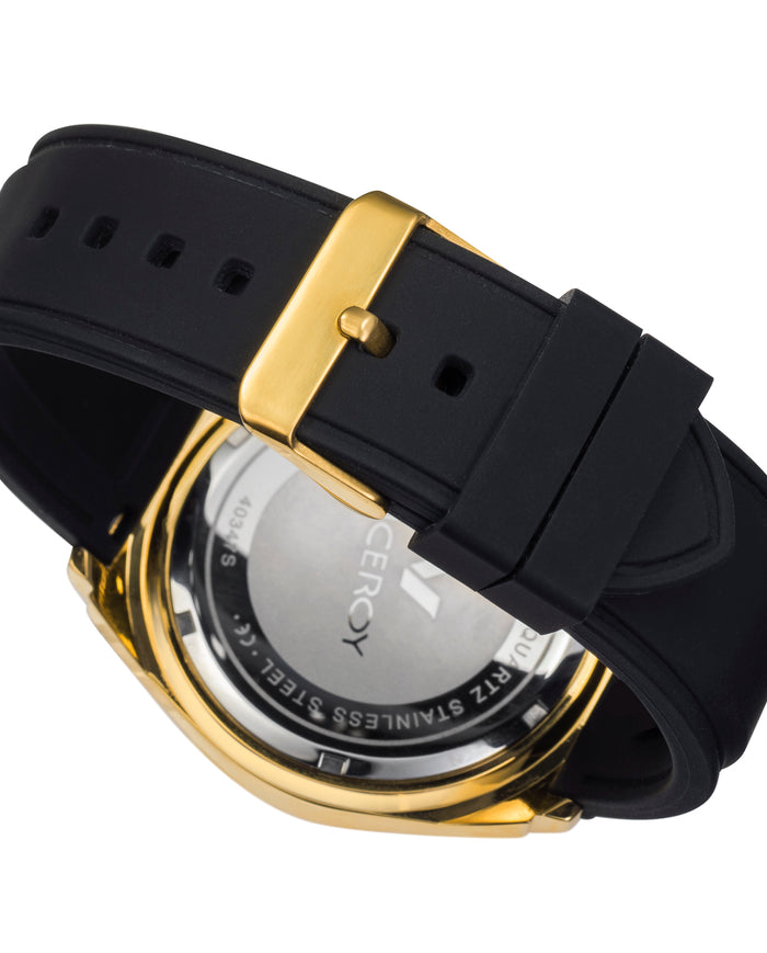viceroy Reloj de hombre Magnum multifunción de acero con IP dorado y correa de silicona negra Precio de fábrica