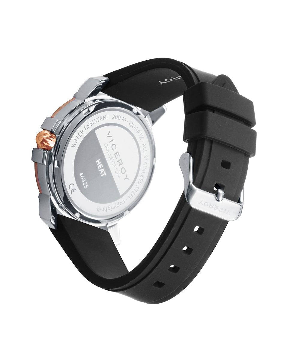 viceroy Reloj de hombre Heat con caja de acero y correa de caucho negro Liquidación