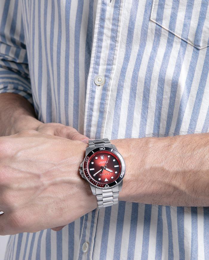 viceroy Reloj caja de acero con bisel de alumino bicolor en rojo y negro y movimiento cuarzo Precios de Black Friday