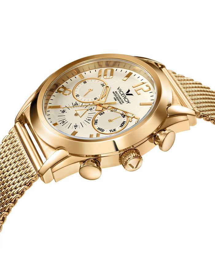 viceroy Reloj de hombre Magnum multifunción de acero IP dorado y malla milanesa 2025