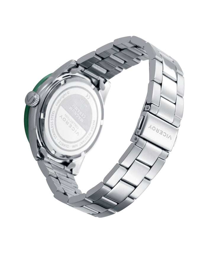 viceroy Reloj caja de acero con bisel cerámico verde 5 atm y brazalete acero con movimiento cuarzo Venta caliente