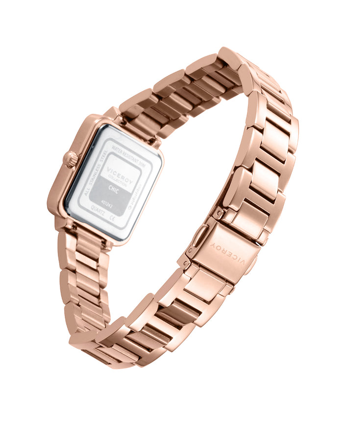 viceroy Reloj caja de acero Ip rosa y brazalete de acero Ip rosa con movimiento cuarzo Rebajas baratas