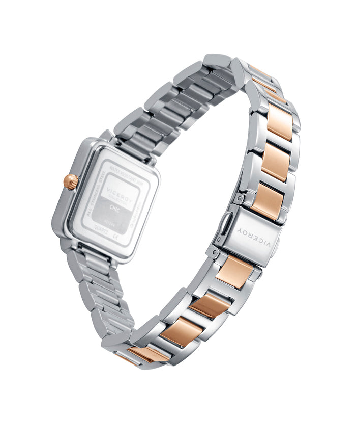 viceroy Reloj caja de acero con circonitas y corona Ip rosa con brazalete bicolor acero Ip rosa con movimiento cuarzo Tienda