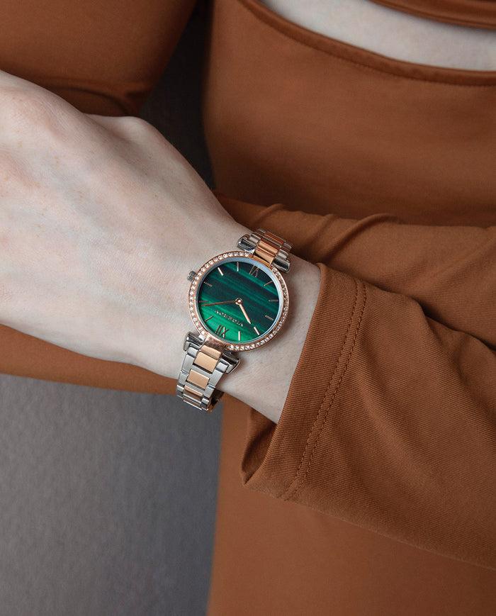 viceroy Reloj caja bicolor de acero e Ip rosa con bisel de circonitas blancas 5 atm y brazalete bicolor de acero e Ip rosa con movimiento cuarzo Liquidación
