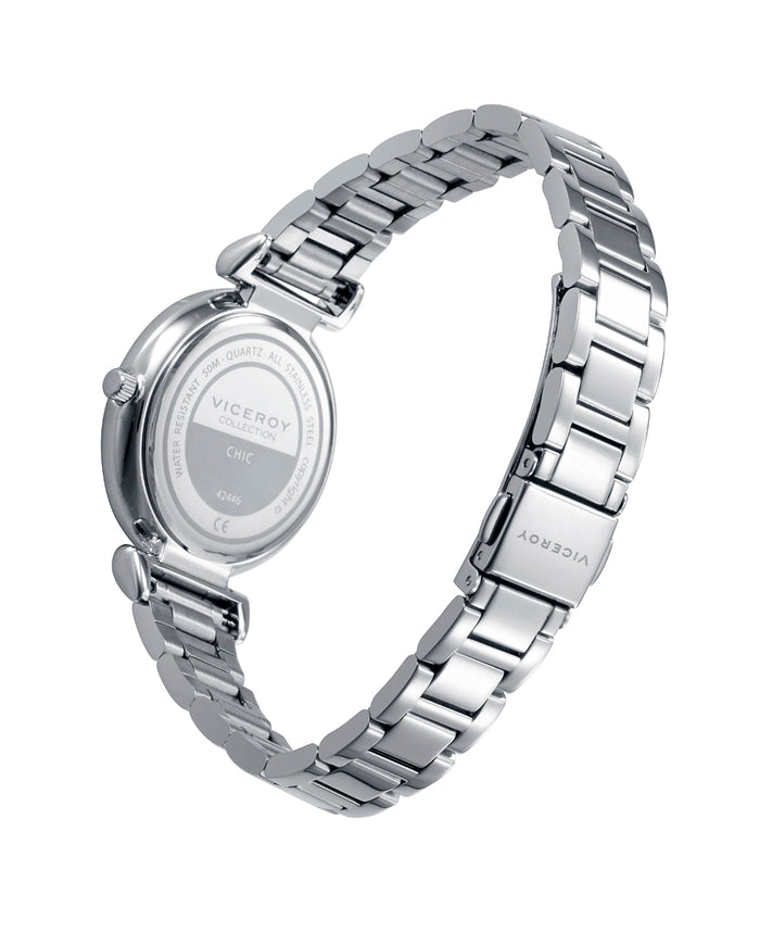 viceroy Pack reloj con pulsera caja de acero con bisel circonitas 5 atm con esfera madreperla rosa y brazalete de acero con movimiento cuarzo Mejor oferta