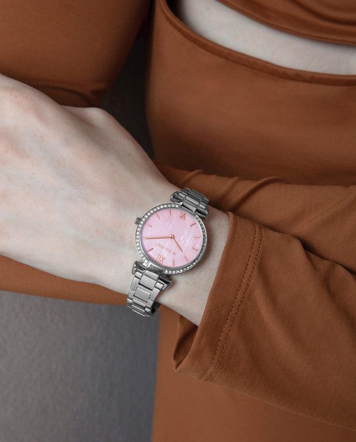 viceroy Pack reloj con pulsera caja de acero con bisel circonitas 5 atm con esfera madreperla rosa y brazalete de acero con movimiento cuarzo Mejor oferta