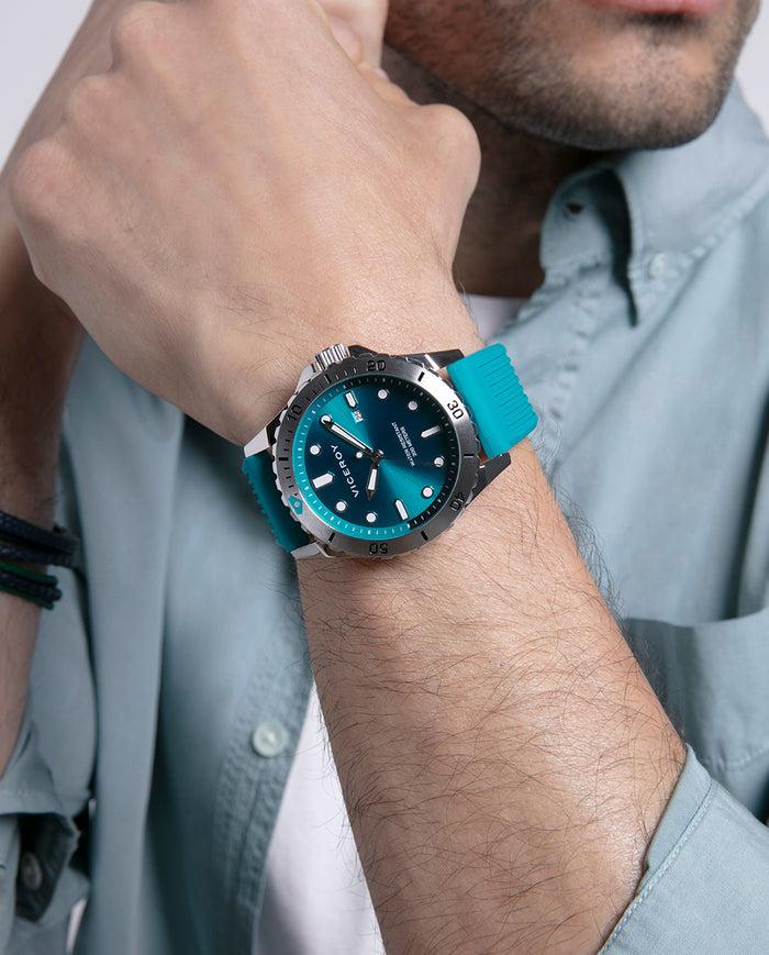 viceroy Reloj caja de acero con bisel giratorio con correa de silicona verde Oferta especial