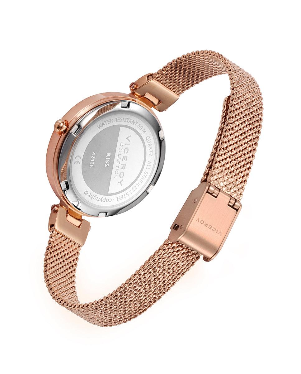 viceroy Reloj de mujer Kiss de acero con esfera rosa y malla con textura Último día