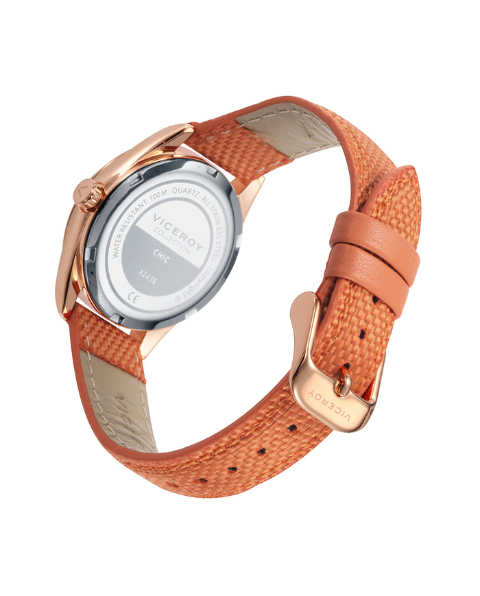 viceroy Reloj de mujer Chic con caja de acero Ip rosa y correa de nylon naranja Precios de Black Friday