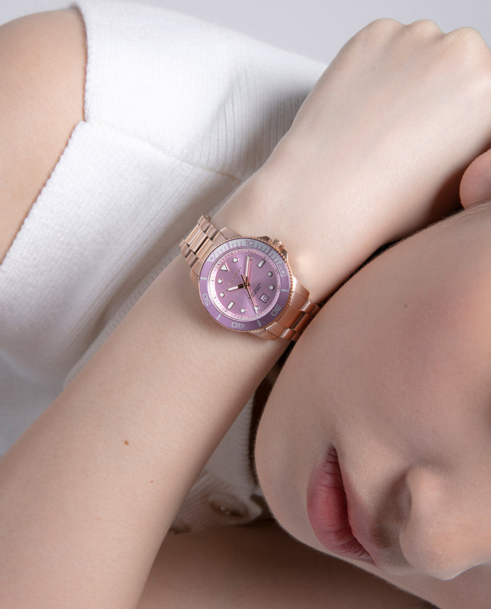 viceroy Reloj caja de acero Ip rosa con bisel de aluminio en color rosa Devoluciones gratuitas