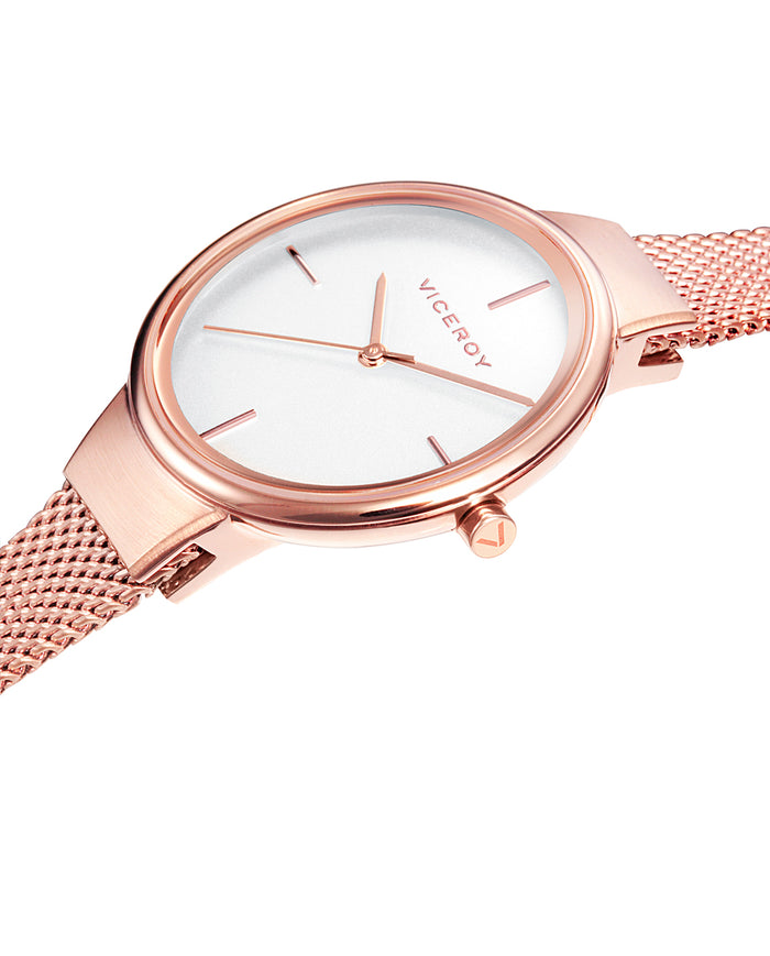 viceroy Reloj de mujer Air 42350-07 de acero con IP rosa y malla milanesa Ventas relámpago
