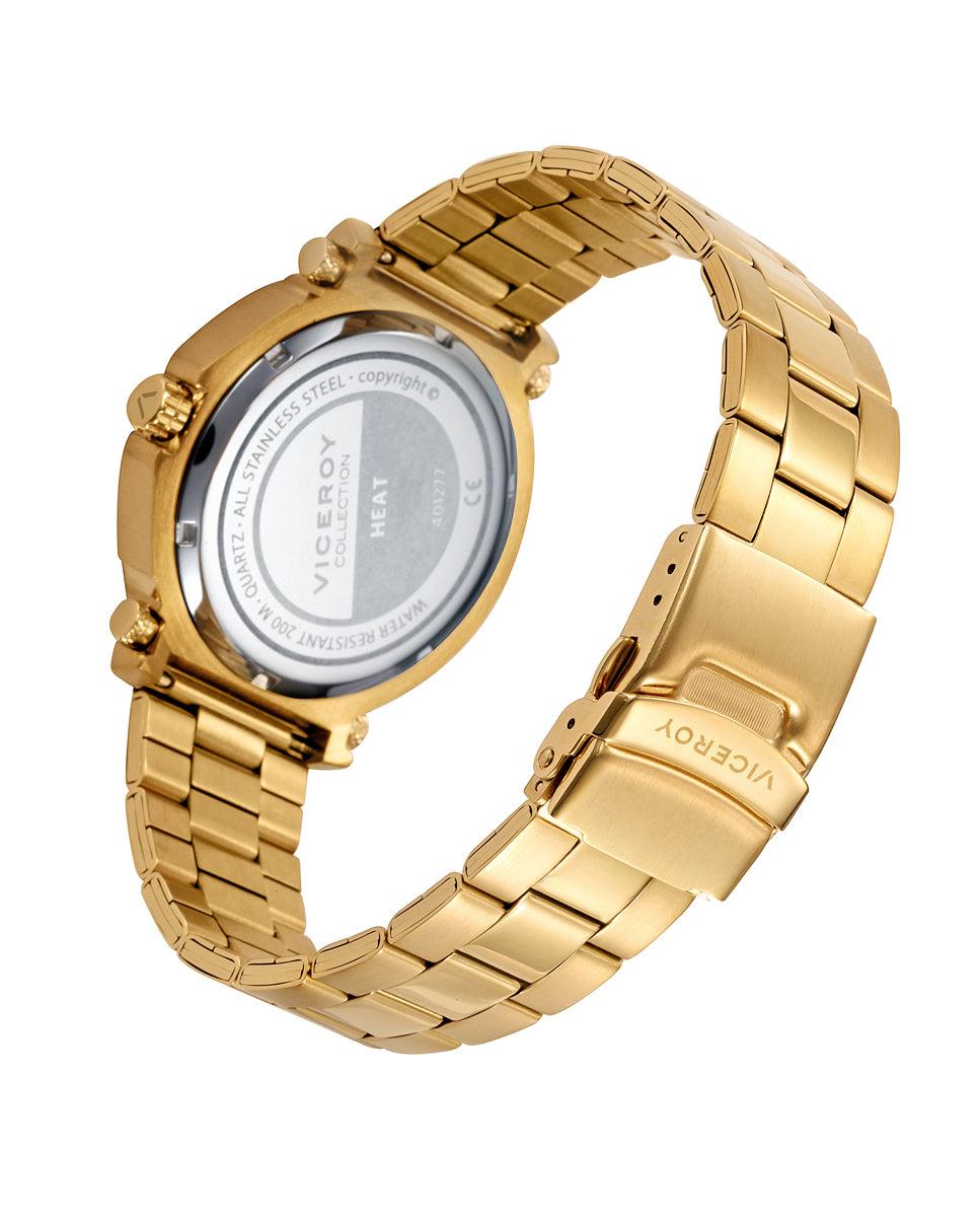 viceroy Reloj de hombre Heat de acero con esfera negra y correa IP dorado Tienda