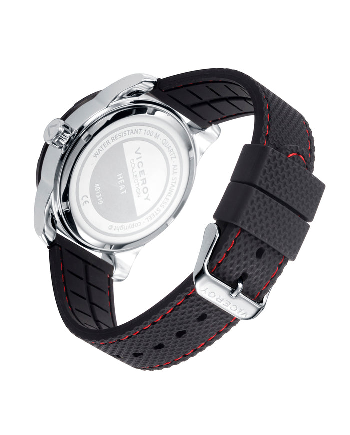 viceroy Reloj de hombre Heat con caja de acero y correa negra de silicona Últimos 3 días