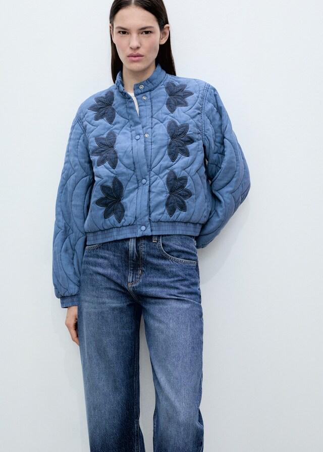 ﻿Mango Chaqueta acolchada bordado flores Descuento
