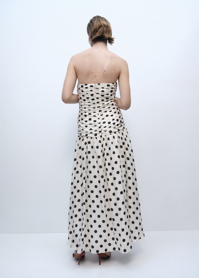 Mango Vestido topos cuerpo drapeado Tienda