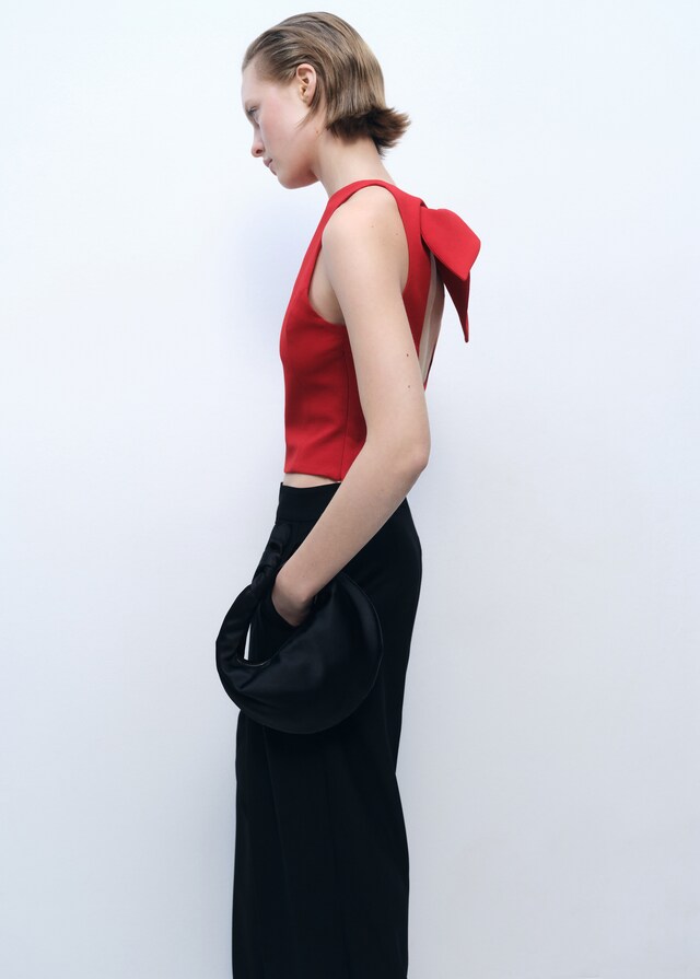 Mango Top crop lazo espalda Rebajas online