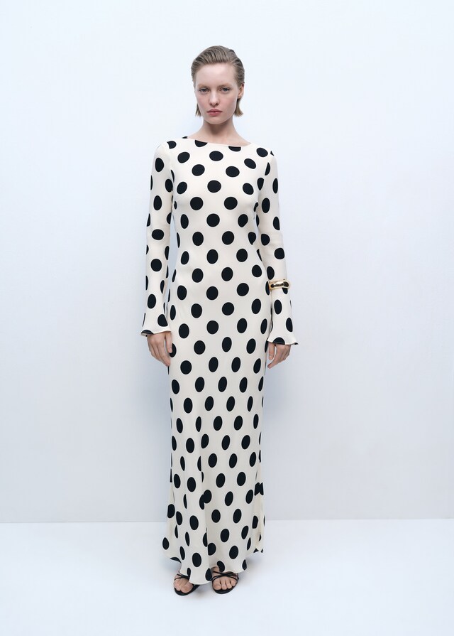 Mango Vestido topos manga acampanada Precio de fábrica