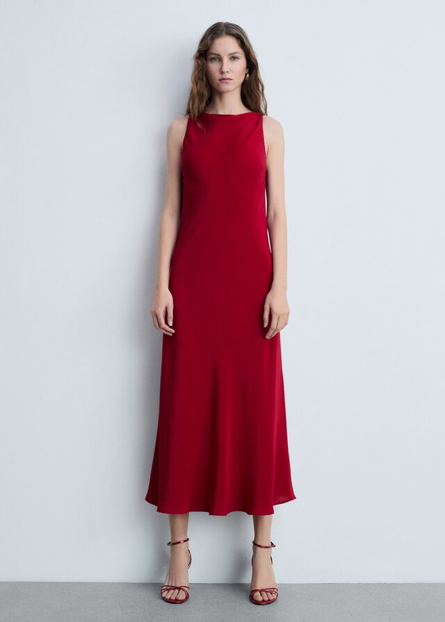 Mango Vestido midi satinado Promoción trimestral