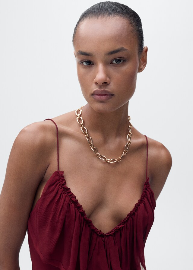 Mango Vestido gasa detalle volantes Solo queda un día