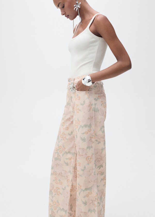 Mango Jeans wideleg estampado floral Liquidación