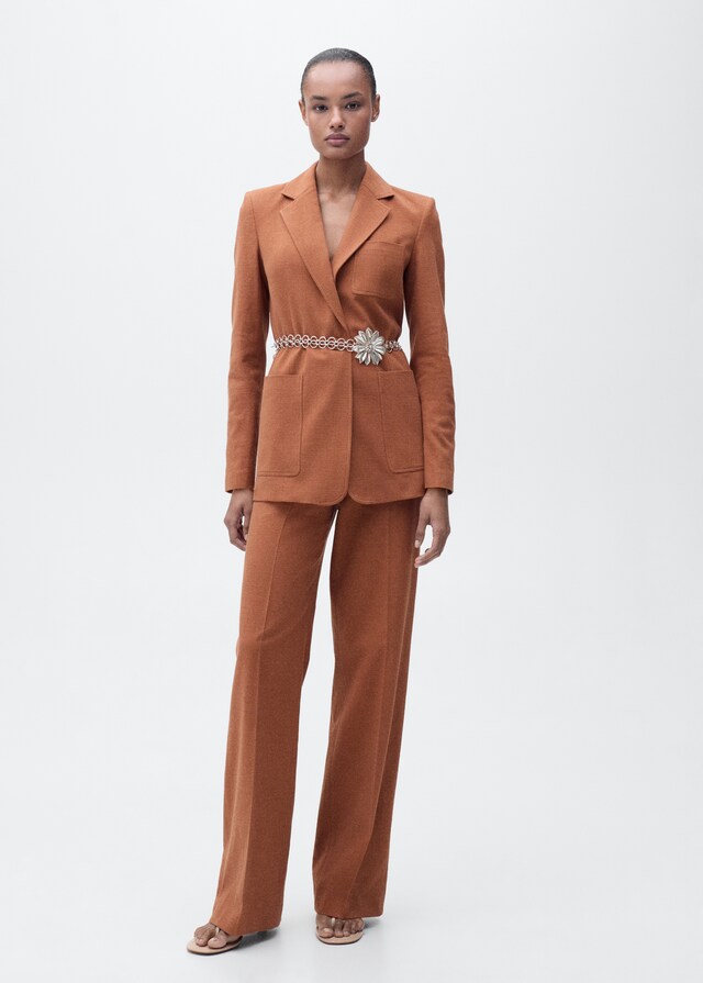 Mango Pantalón traje mezcla algodón y lino Descuentos del mes
