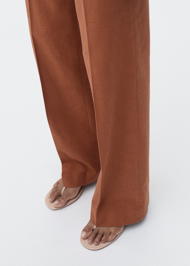 Mango Pantalón traje mezcla algodón y lino Descuentos del mes