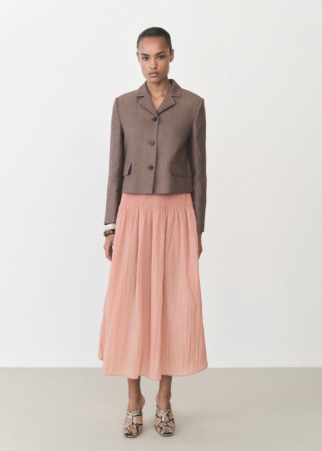 Mango Falda midi panel fruncido Ventas relámpago