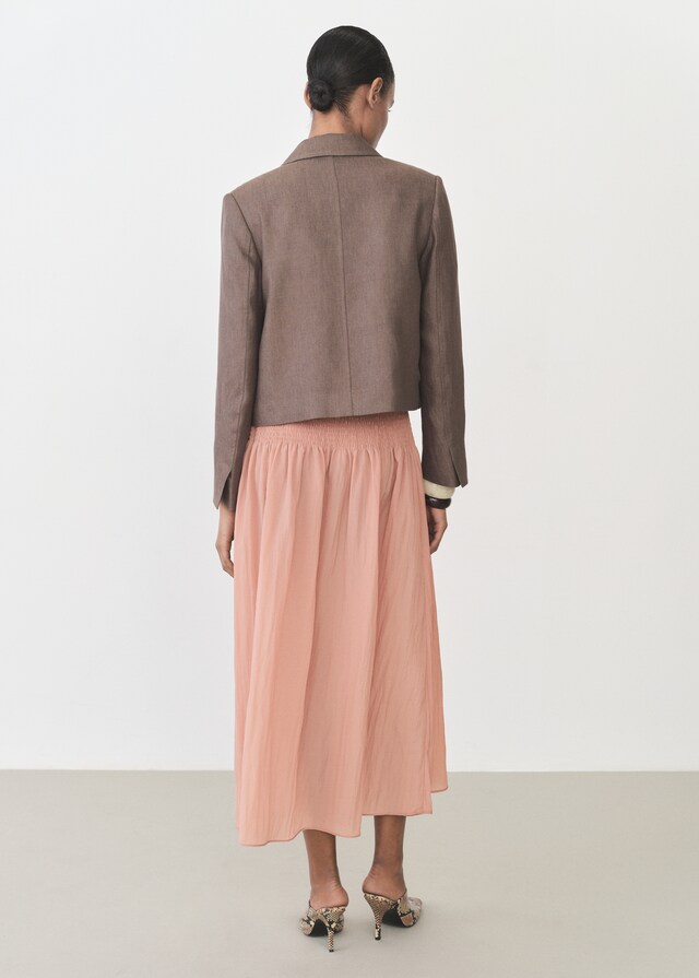 Mango Falda midi panel fruncido Ventas relámpago