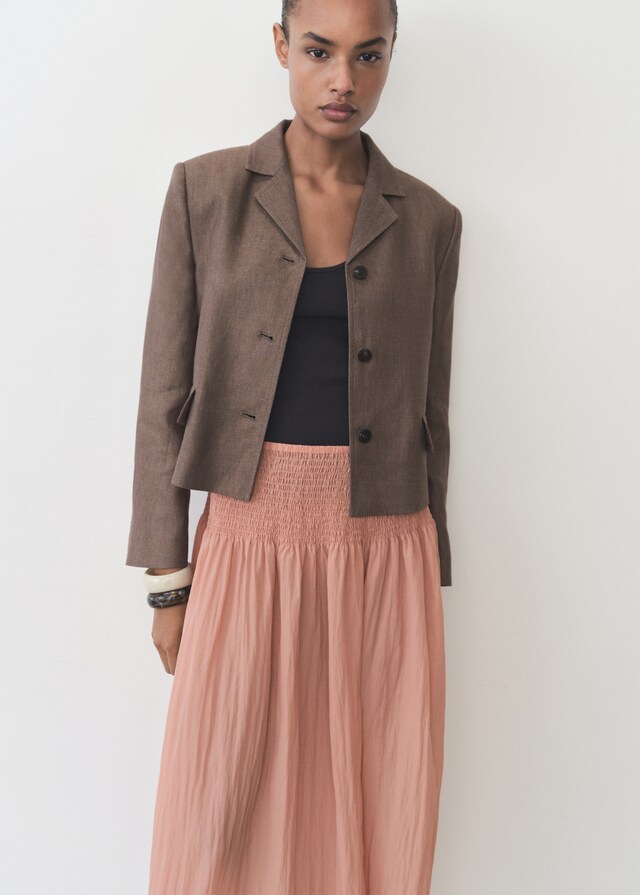 Mango Falda midi panel fruncido Ventas relámpago