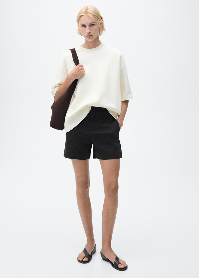 Mango Shorts algodón tiro alto Superdescuento