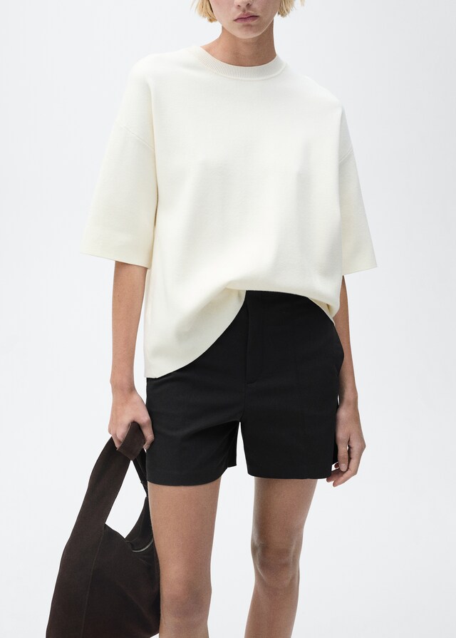 Mango Shorts algodón tiro alto Superdescuento