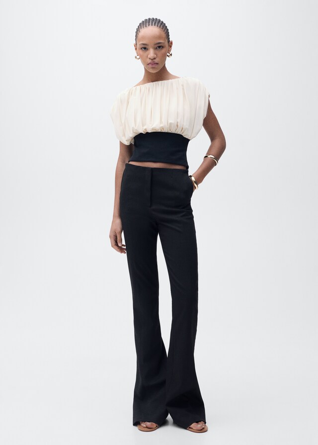 Mango Top drapeado combinado Oferta exclusiva