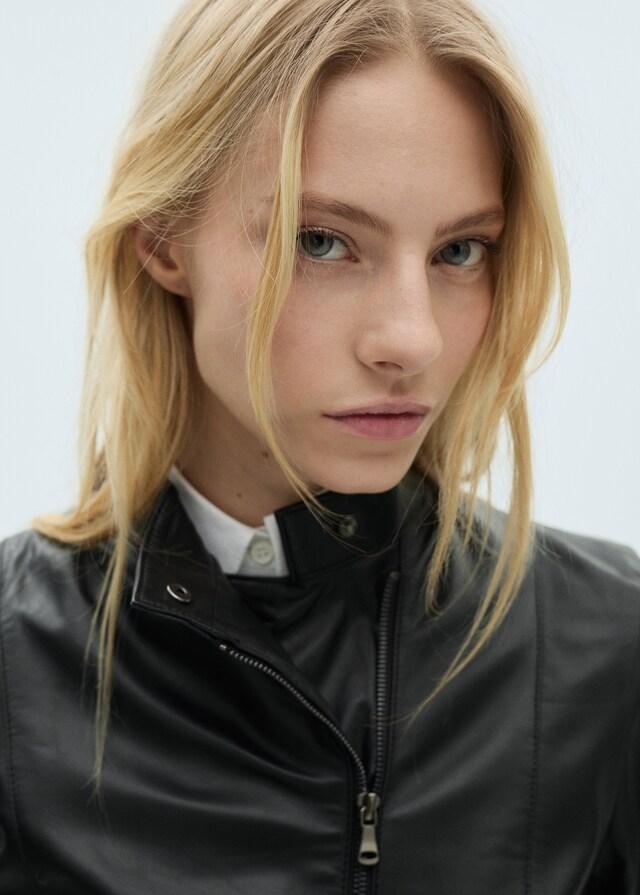 Mango Chaqueta piel entallada cremallera Rebajas de fin de temporada