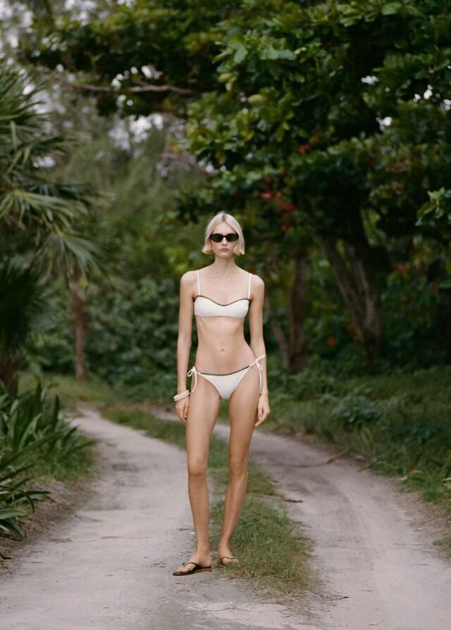 Mango Top bikini bandeau ribetes contraste Outlet