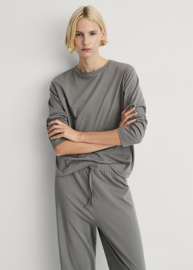 Mango Pijama dos piezas algodón diseño liso Los más vendidos